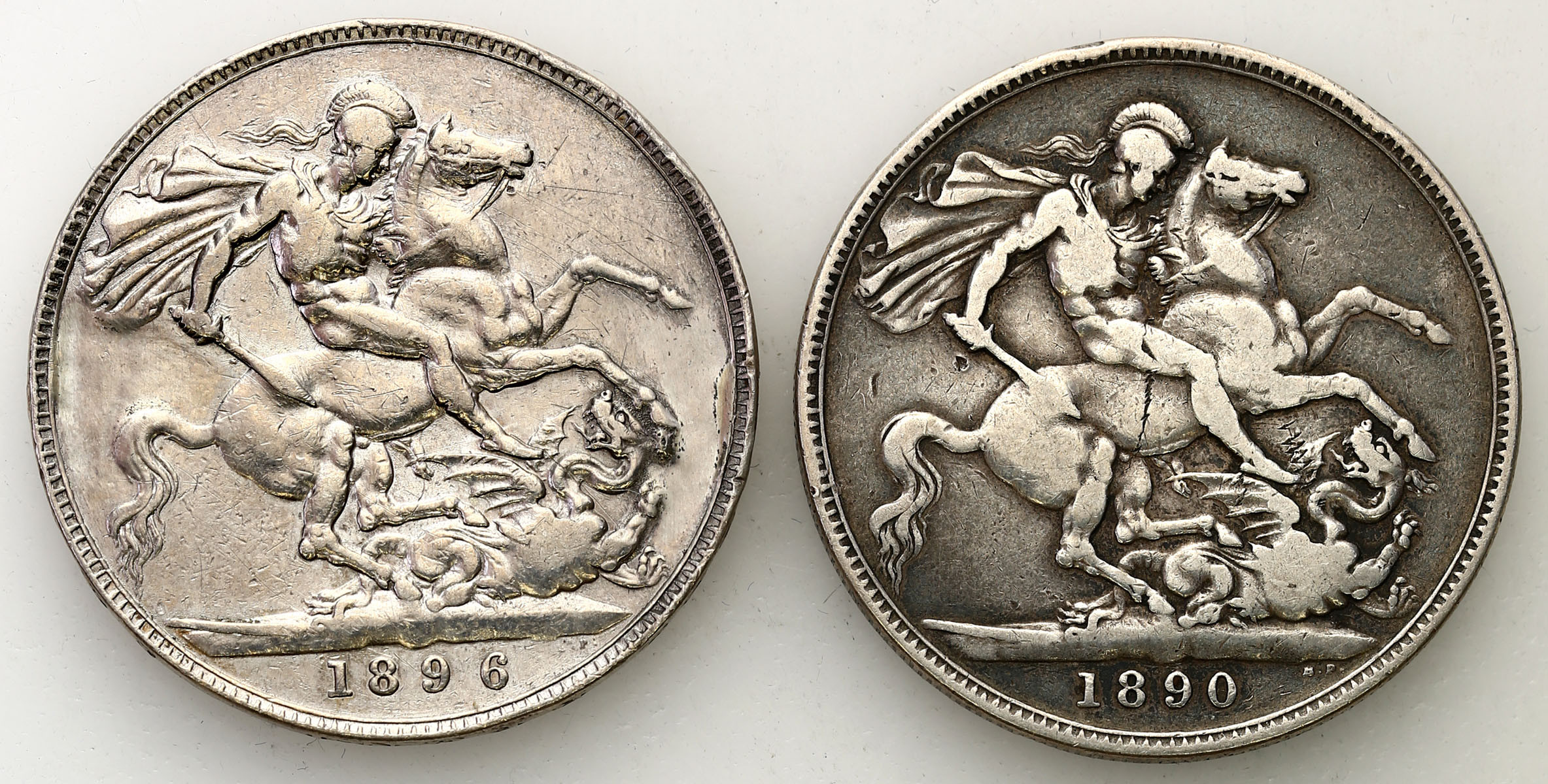 Wielka Brytania. Wiktoria (1837-1901). Korona 1890, 1896 Londyn, zestaw 2 monet